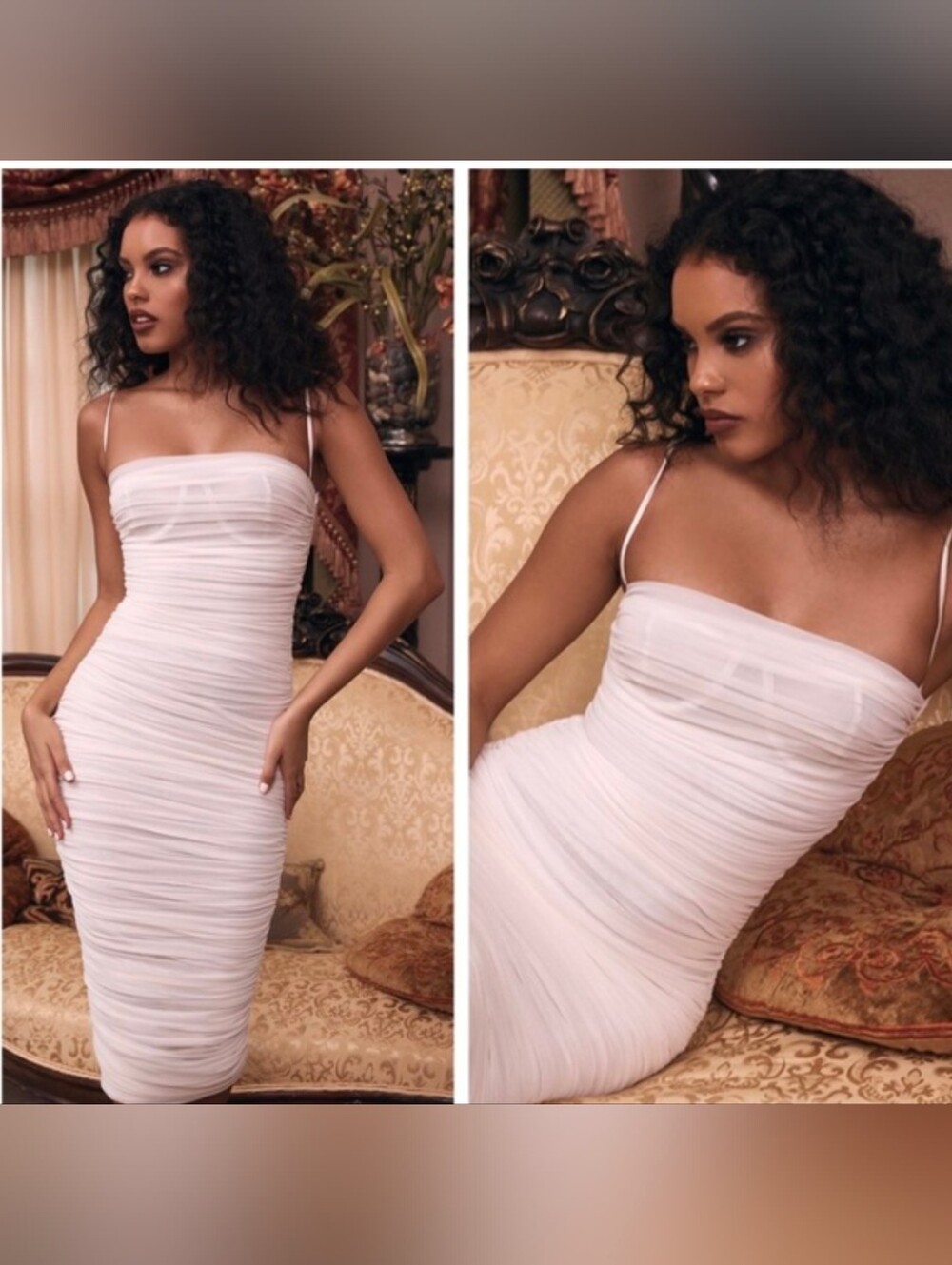 House of CB Sirene Gathered Organza Mesh Dress